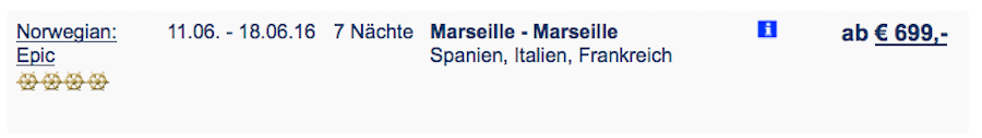 Norwegian Epic - Kreuzfahrt - Top Angebot - Mittelmeer