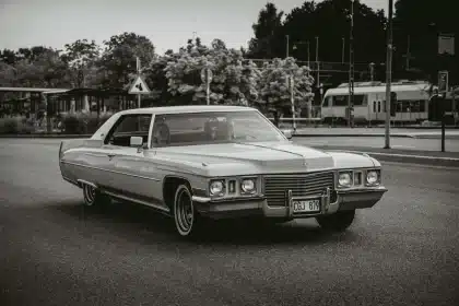 Vintage 1950er-Jahre Cadillac vor historischem Gebäude in Memphis