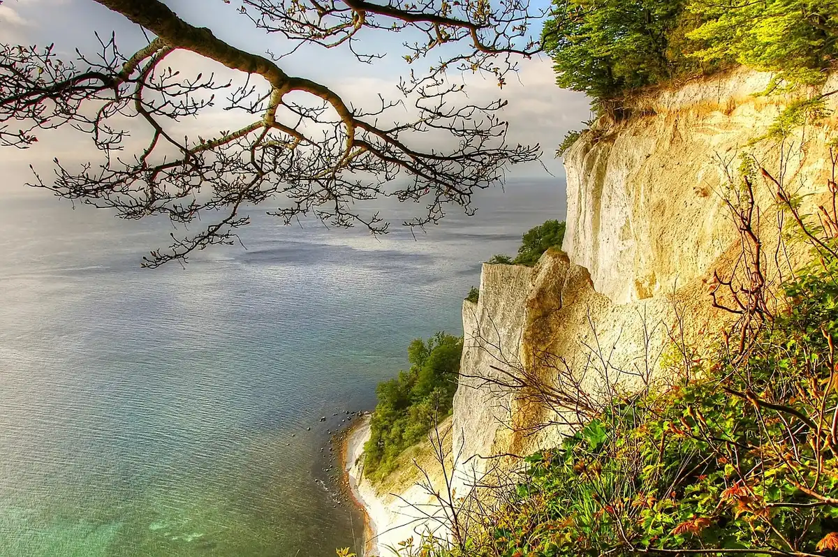 Blick auf die weißen Kreideklippen von Møns Klint und die Ostsee