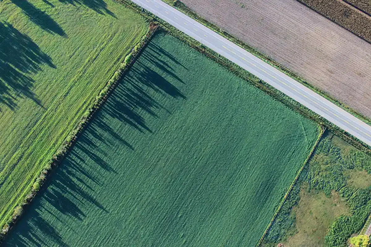Übersicht einer stark befahrenen Autobahnstrecke mit vielen Fahrzeugen